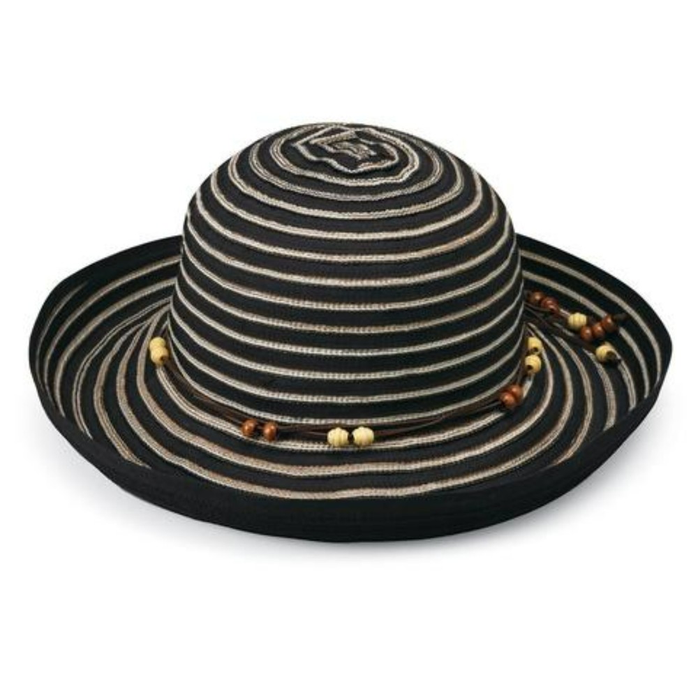 Wallaroo Bretton Braided Beaded Leather Tie Beach Hat Vacation Cruise Bucket